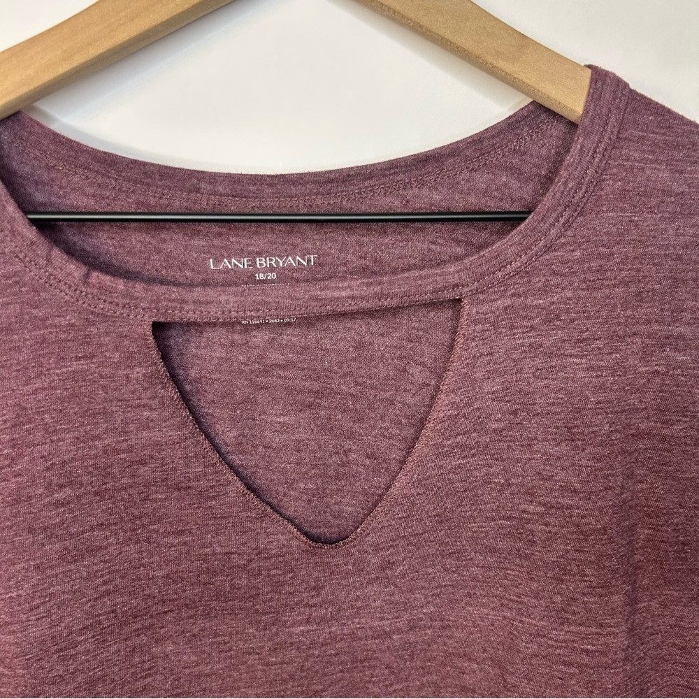 Lane Bryant Long Sleeve Purple Heather Cutout Top, Size 18/20 - Picture 2 of 4